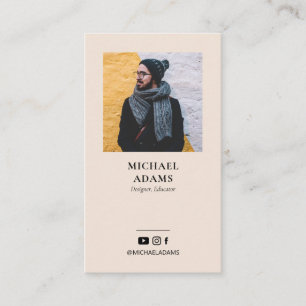 Cartes de visite sociales modernes en beige avec p