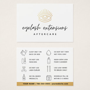 Cartes De Visite Soin Après Extension de Cils Golden Eye Minimal