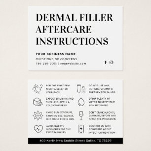 Cartes De Visite Soins Post-Opératoires pour Remplisseur Dermal Cla