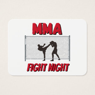 Cartes De Visite Soirée de combat de MMA et silhouette de deux comb