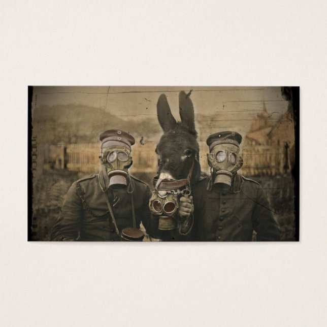 Cartes De Visite Soldats Masques d'âne et de gaz (Devant)