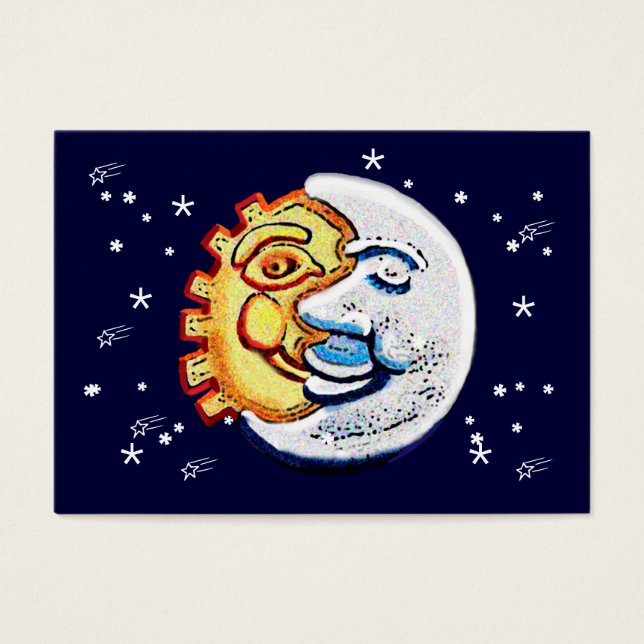 Cartes De Visite Soleil et lune et étoiles (Devant)