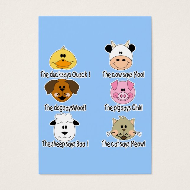 Cartes De Visite Sons d'animaux de ferme (Devant)