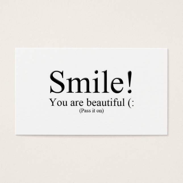 Cartes De Visite Souriez ! Vous êtes belle ( : (Devant)
