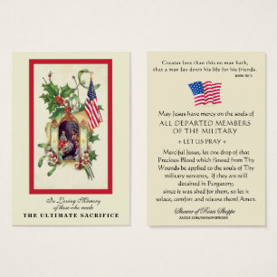 Cartes De Visite Souvenir militaire de Noël Mémorial religieux