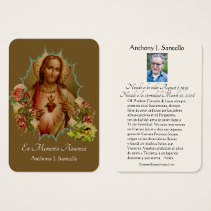 Cartes De Visite Spanish Funeral Catholic Jesus Memorial Prayer