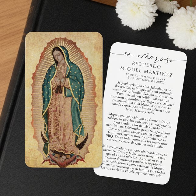 Cartes De Visite Spanish Guadalupe In Loving Memory Prayer Card (Créateur téléchargé)