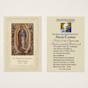 Cartes De Visite Spanish Guadalupe Mary Funeral Prayer  Holy Card