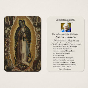 Cartes De Visite Spanish Guadalupe Mary Funeral Prayer  Holy Card