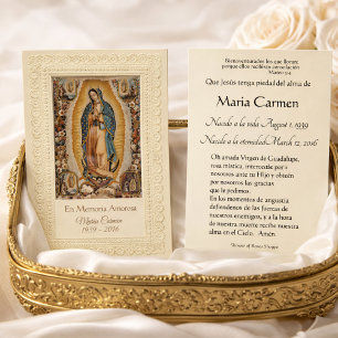 Cartes De Visite Spanish Guadalupe Mary Funeral Prayer  Holy Card