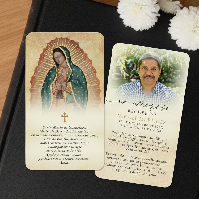 Cartes De Visite Spanish Guadalupe Prayer Memorial Photo Cards (Créateur téléchargé)