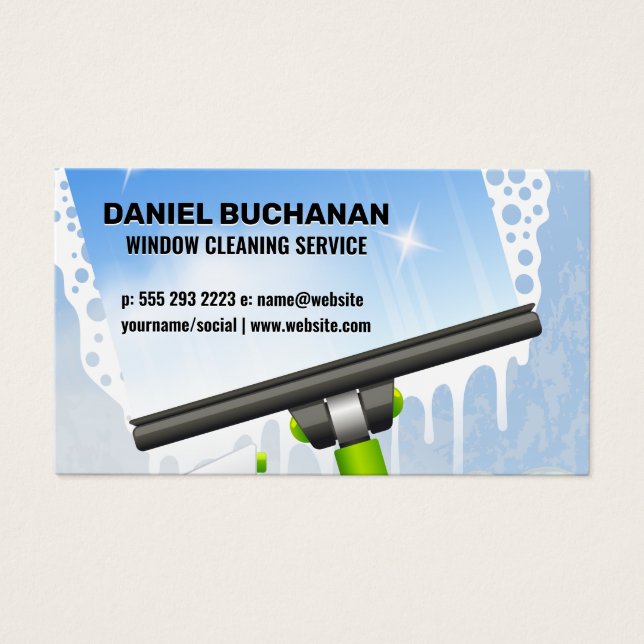 Cartes De Visite Squeegee de fenêtre | Bulles de savon (Devant)