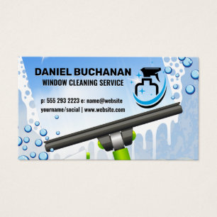 Cartes De Visite Squeegee de fenêtre   Bulles de savon   Bouteille 