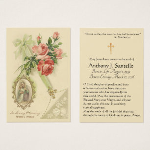 Cartes De Visite St. Joseph Funeral Sympathy Prayer Holy Card