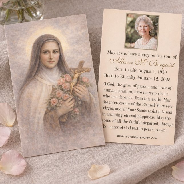 Cartes De Visite St. Therese Catholic Funeral Memorial Holy Card - (Créateur téléchargé)