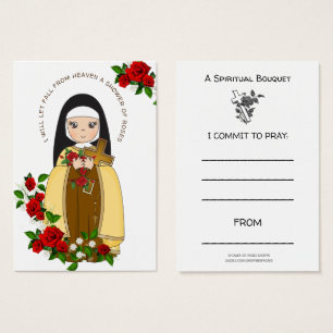 Cartes De Visite St. Therese Jesus Spiritual Bouquet Prayer Roses
