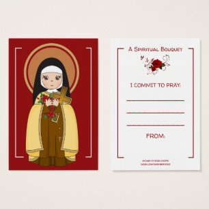 Cartes De Visite St. Therese Jesus Spiritual Bouquet Prayer Roses