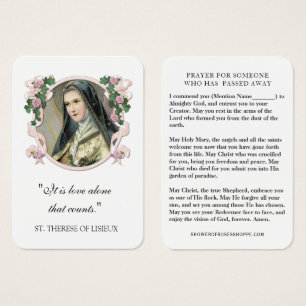 Cartes De Visite St. Therese of Lisieux  Prayer Sympathy Funeral