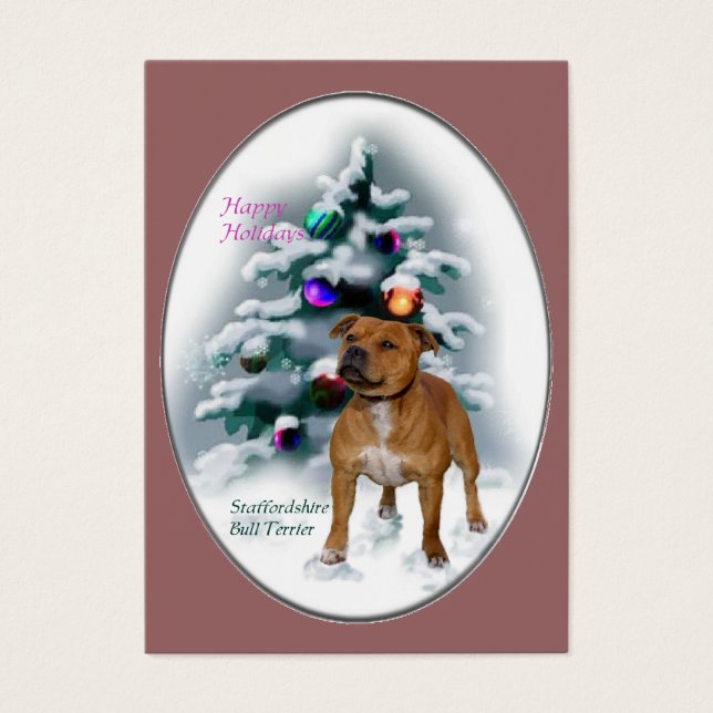 Cartes De Visite Staffordshire Bull Terrier Cadeaux de Noël (Devant)