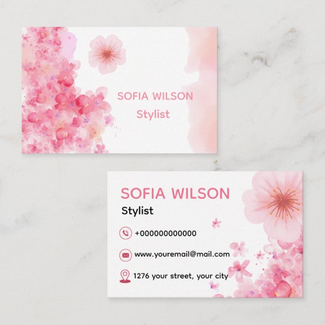 Cartes de visite Standard : 8,5 cm x 5,5 cm (Devant / Derrière)