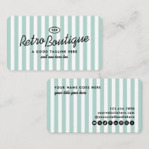 Cartes de visite standard rayées vintage côtières