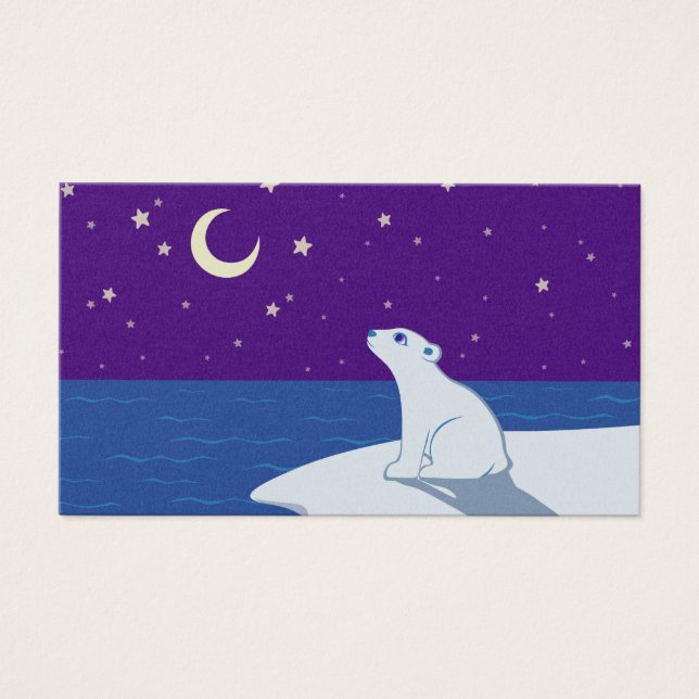 Cartes De Visite Stargazing Polar Bear Cub Art (Devant)