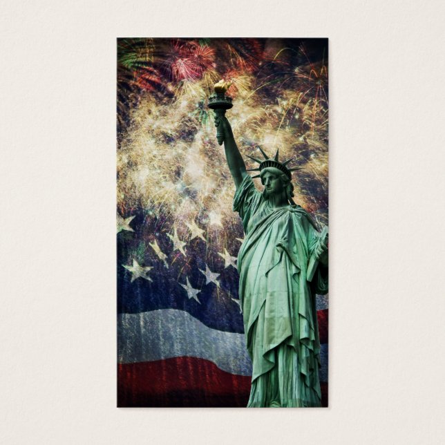 Cartes De Visite Statue de la Liberté et feux d'artifice (Devant)