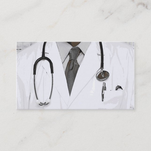Cartes de visite stéthoscope noir blanc docteur (Devant)