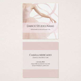 Cartes De Visite Studio de danse Ballerine Rose pastel Réseaux soci