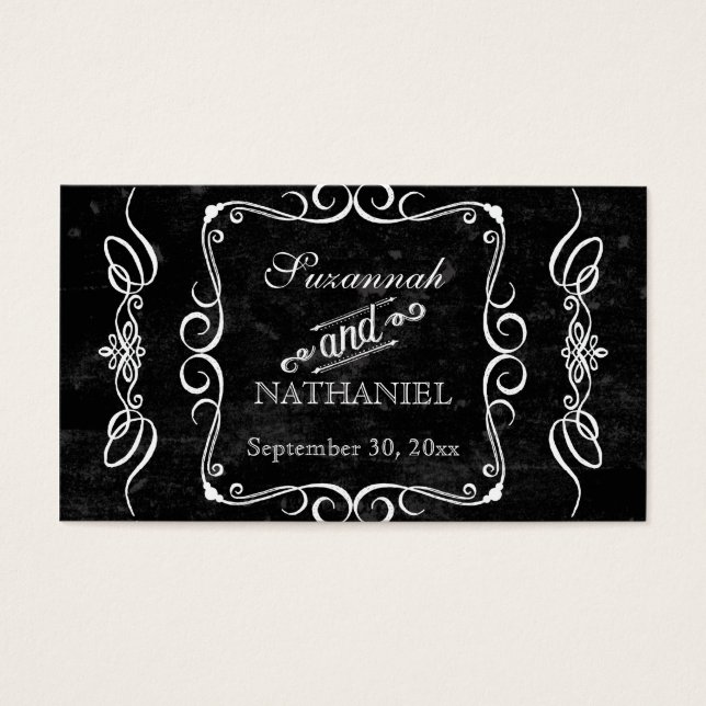 Cartes De Visite Style Chalkboard Rustic Swirl Couples Favoriser le (Devant)