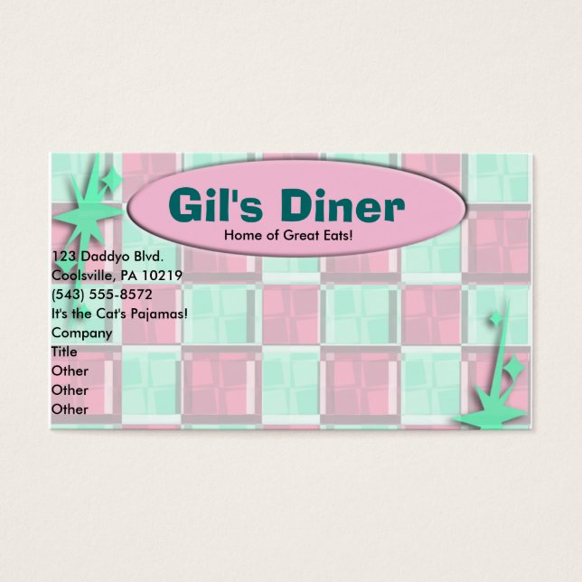 Cartes De Visite Style Diner Amusant (Devant)