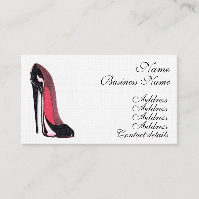 Cartes de visite stylets d'art de chaussure (Devant)