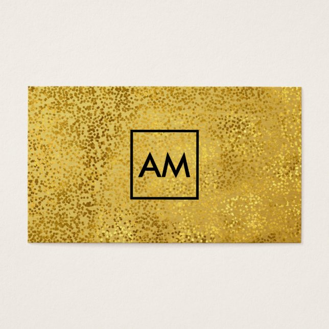 Cartes De Visite Stylish Gold Specks Metallic Gold Monogramme (Devant)