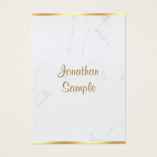 Cartes De Visite Stylish Marble Gold Typography Script Name Luxury (Devant)