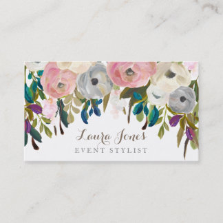 Cartes de visite stylistes fleuris peints