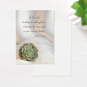 Cartes De Visite Succulent vert sur blanc Mariage Charité favorise