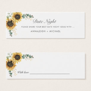 Cartes De Visite Sunflower Eucalyptus Mariage Date Jar de nuit Cart