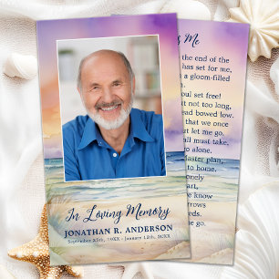 Cartes De Visite Sunset Beach Funeral Photo Memorial Prayer Card