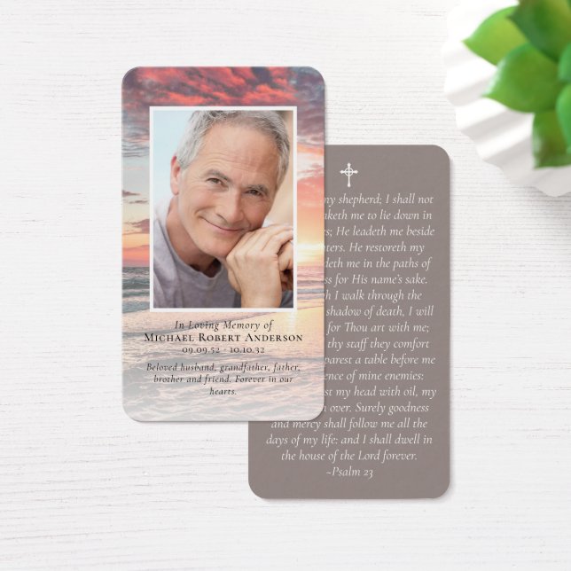 Cartes De Visite Sunset Photo Memorial Prayer Card (Bureau)