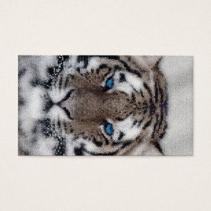 Cartes De Visite Superbe beau tigre yeux bleus vitrail