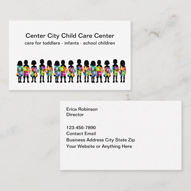 Cartes de visite sur le thème des centres de garde (Devant / Derrière)
