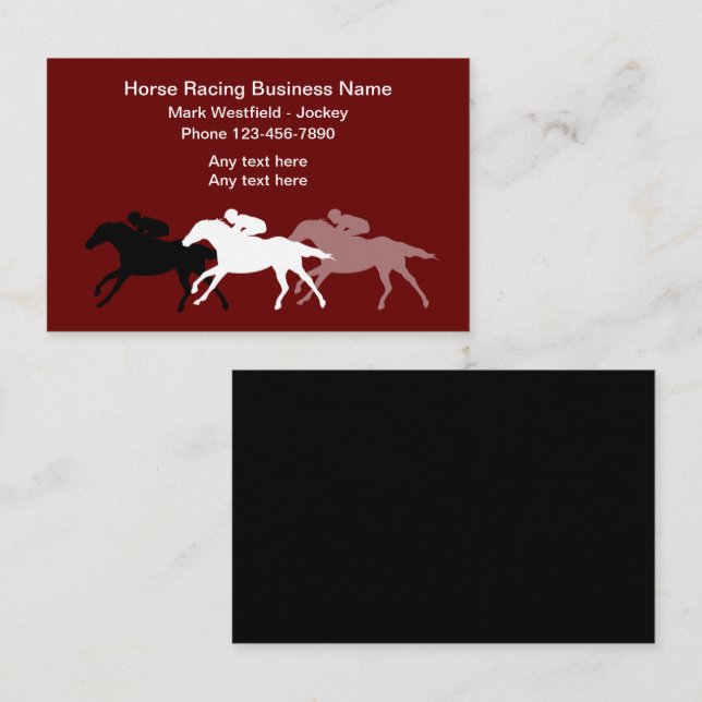 Cartes de visite sur le thème du jockey de course  (Devant / Derrière)