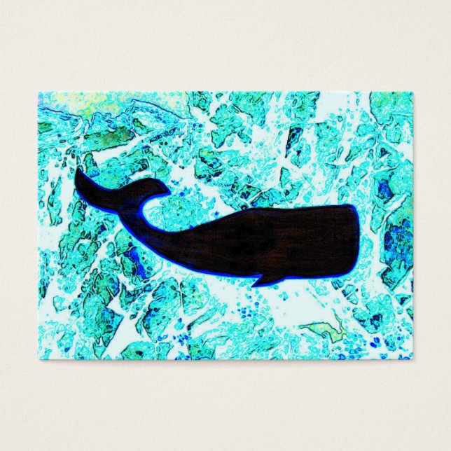 Cartes De Visite swimming black whale blue (Devant)