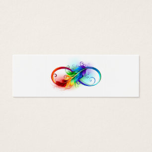 Cartes De Visite Symbole d'infini avec plume arc-en-ciel