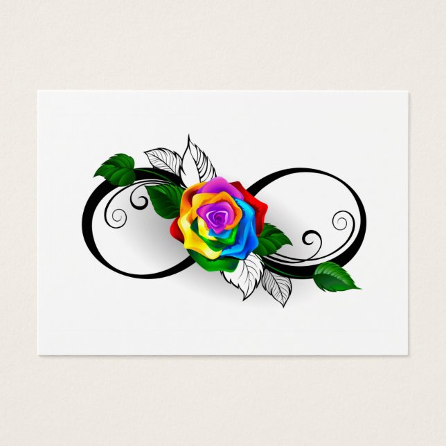 Cartes De Visite Symbole d'infini avec Rose arc-en-ciel (Devant)
