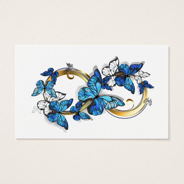 Cartes De Visite Symbole Infini de Papillons Morpho Bleus (Devant)