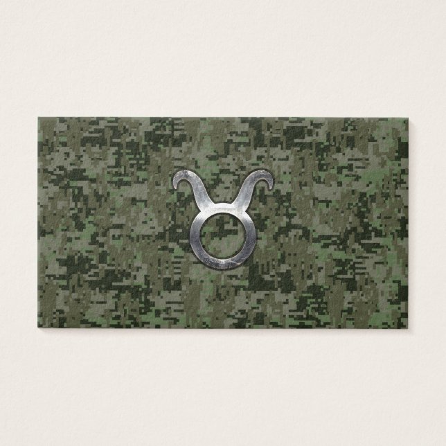 Cartes De Visite Symbole Taurus Zodiac sur Camo numérique vert (Devant)
