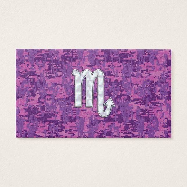 Cartes De Visite Symbole Zodiaque Scorpio sur Camo numérique rose (Devant)