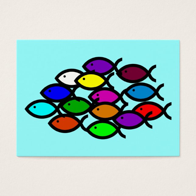 Cartes De Visite Symboles de poisson chrétien - Rainbow School - (Devant)