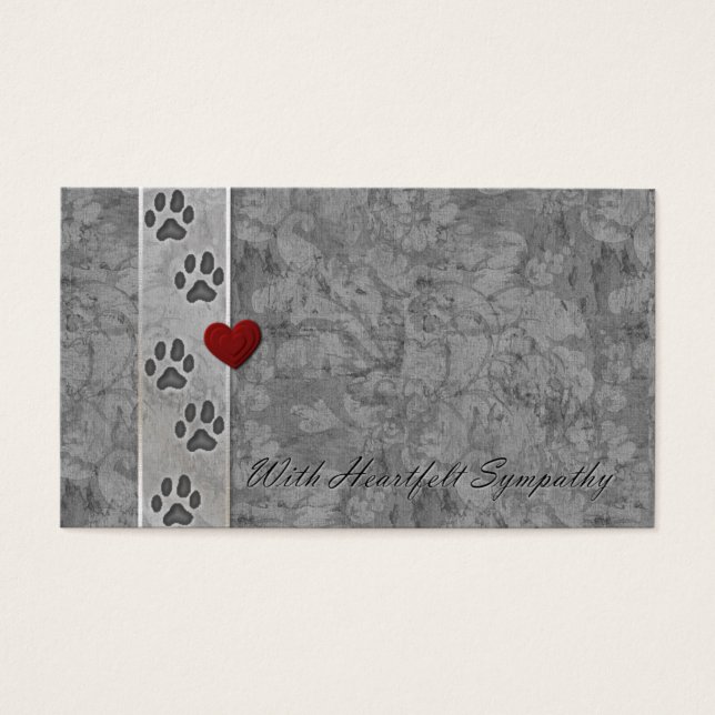 Cartes De Visite Sympathie de perte de animal (Devant)